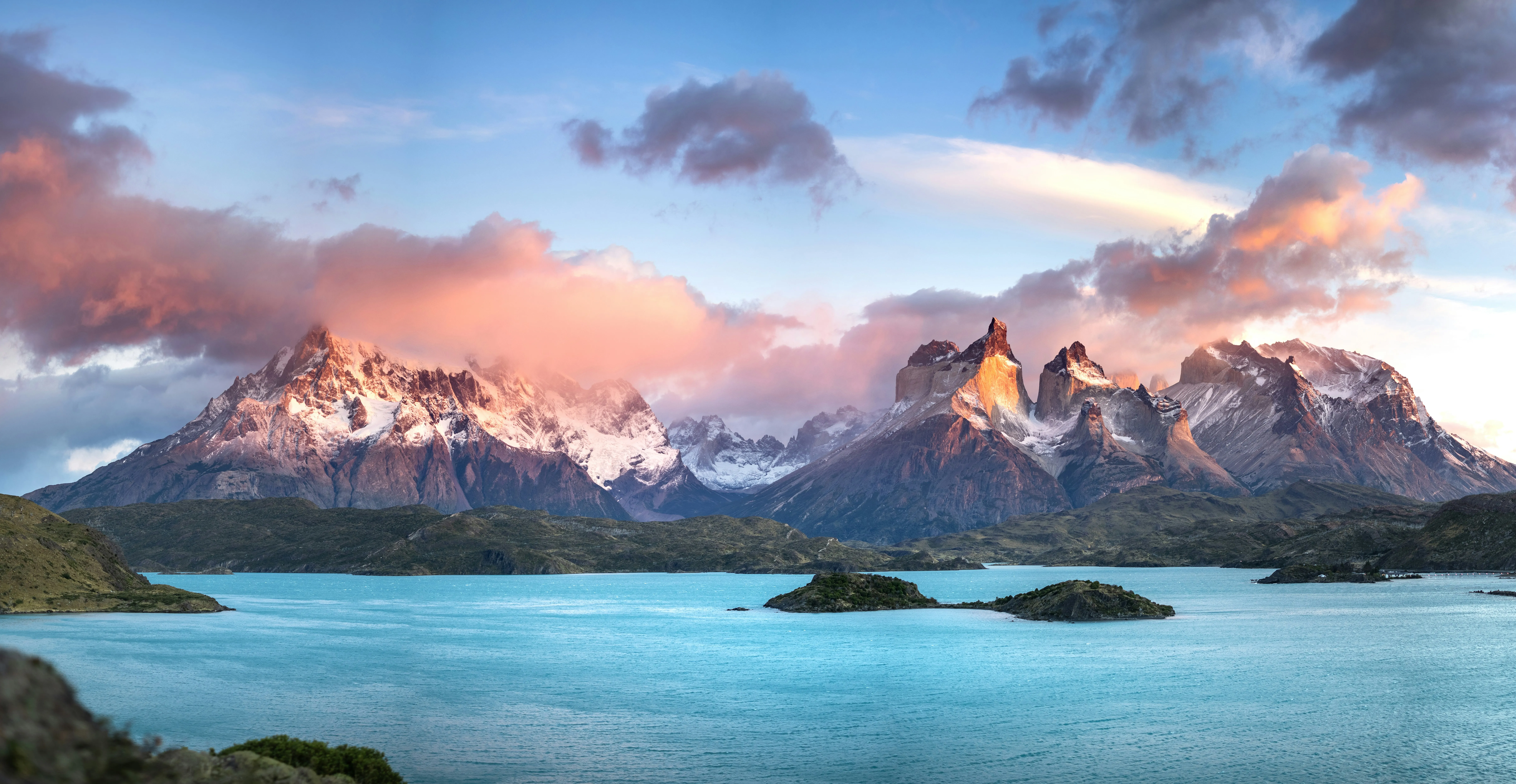 Patagonia sunset over mountain landscape